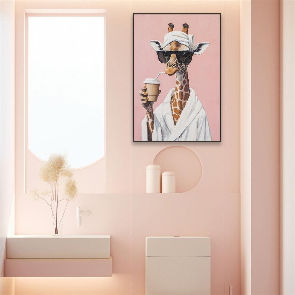 Graffiti Animal Giraffe Bathroom Poster Monkey On the Toilet Print Graffiti Pop Art Abstract Bathroom Canvas Painting Funny Art