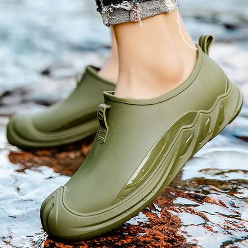 Chef Kitchen Cooking Male Shoes Work Summer Solid Color Gum Mud Rubber Gumboots Without Lacing Fishing New 2026 Men's Rain Boots