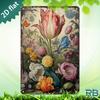 New Trendy HD Metal Wall Art Vintage Retro D Flat Design Botanical Floral Illustration Poster Featuring a Large Red and White