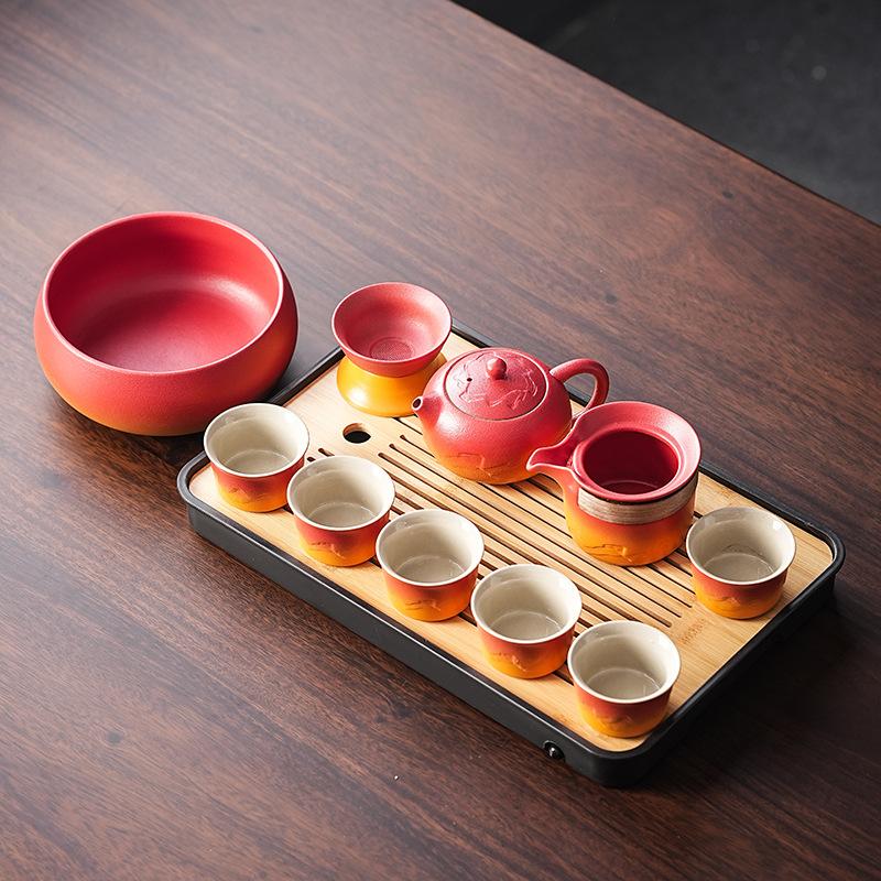 Office tea business gifts gradual change kung fu tea set portable travel tea set household light luxury ceramics