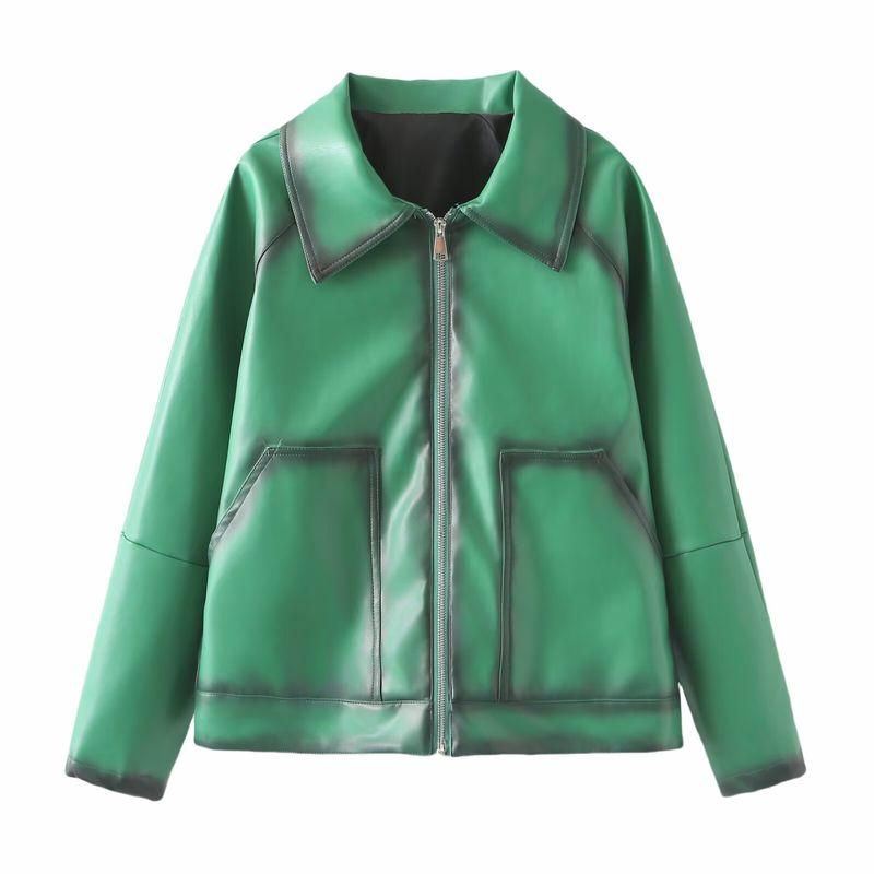 Za Export New Arrival Women's Clothing ZR Fashion Style Fashion All-Match Antique Finish PU Leather Short Leather Jacket Jacket Outwear