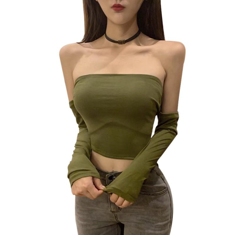 

Женская футболка-труба, топ, рубашка, узкая футболка, топы One Size