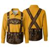 Camicia da uomo per l'Oktoberfest con stampa 3D, vestibilità larga, manica lunga, colletto, casual, stile vintage, traspirante, per lavoro, festival all'aperto, festa