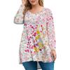 Women's Plus Size Top, Garden Collar Long Sleeved Shirt, Fashionable Floral Print Casual Top