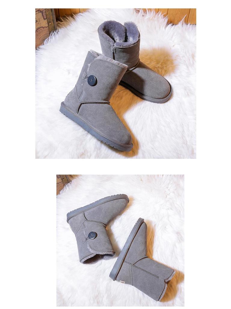 Korean Style Mid-Calf Snow Boots for Women - Warm, Non-Slip, Cowhide, Velvet Lined, Fashionable & Versatile for Winter 2025