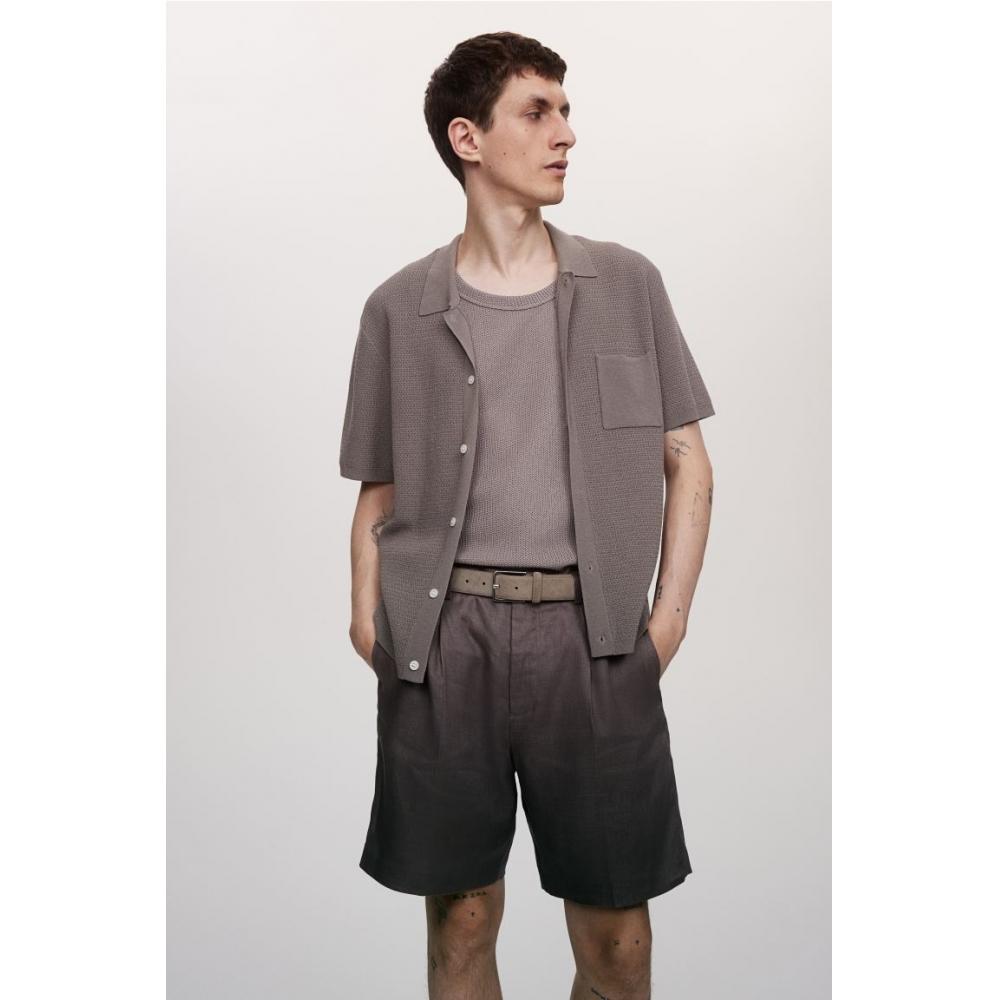 

Рубашка фактурного трикотажа стандартного кроя HM темно-серая