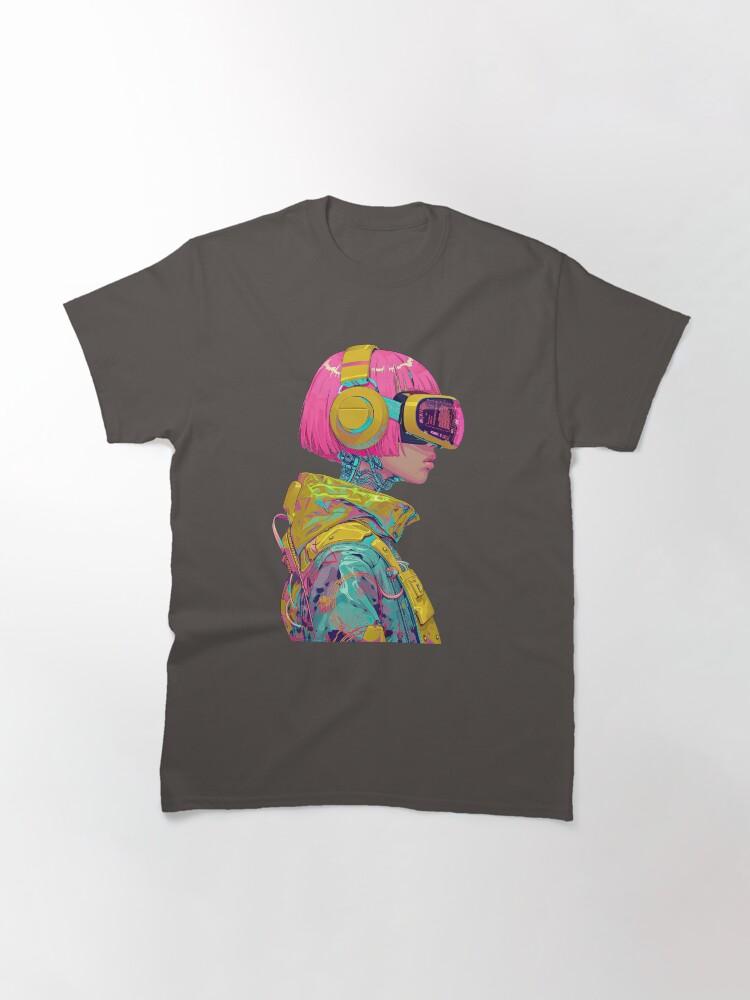 

Cyberpunk Girl with Visor Classic TShirt 2026 Summer Mens Womens Luxury Fashion Cotton Tshirt Street Wear Y2K Mens Clothse 4XL