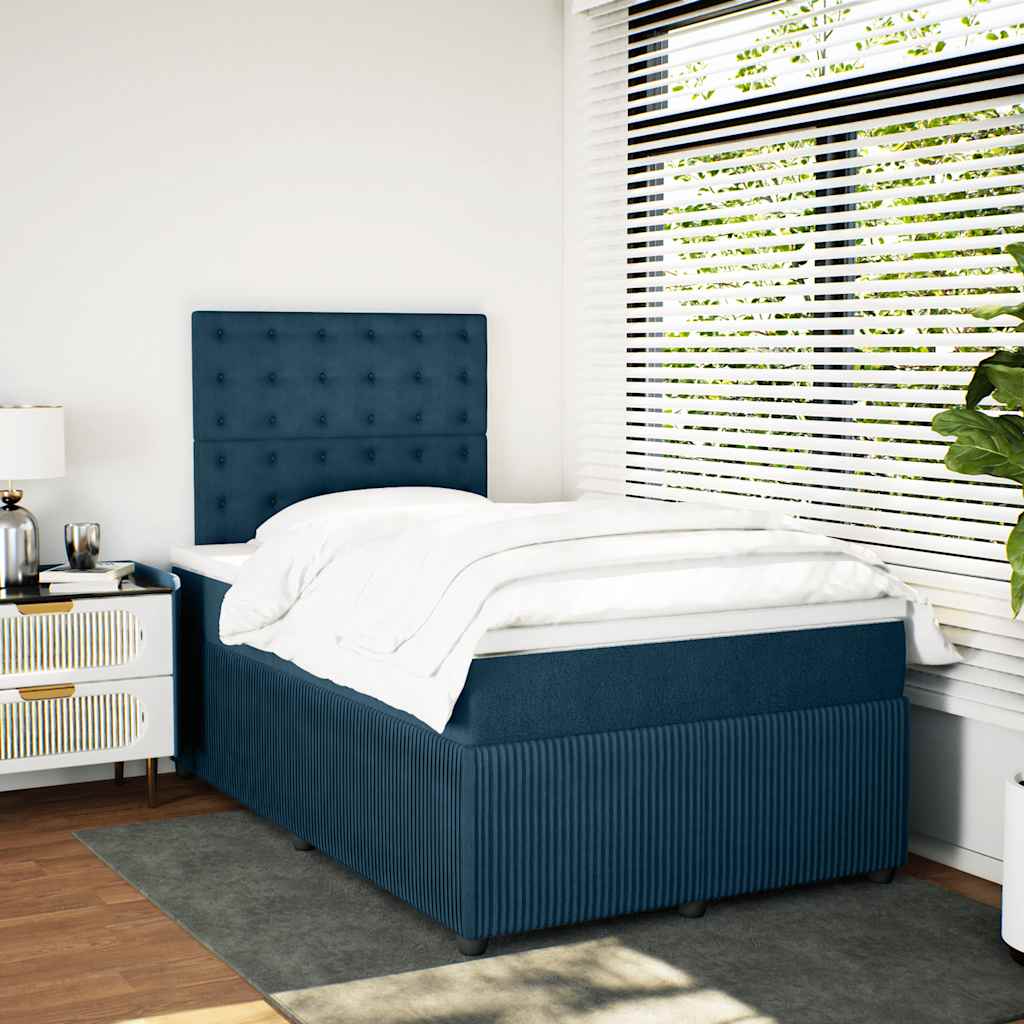 Box Spring Bed with Mattress Blue 120 x 190 cm Velvet