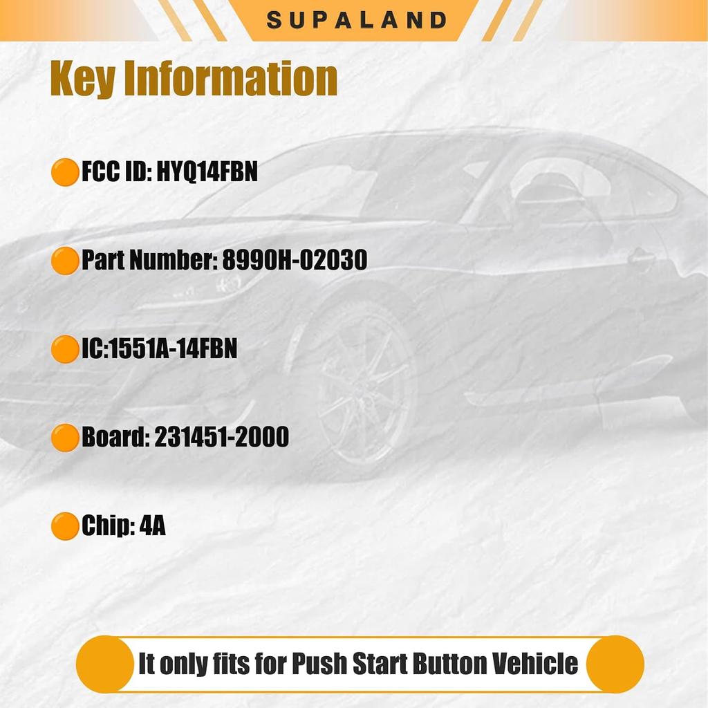 SUPALAND Smart Key Fob Fits for Toyota Corolla 2019 2020 2021 2022 Keyless Entry Remote Control Key Replacement HYQ14FBN 231451-2000 Board