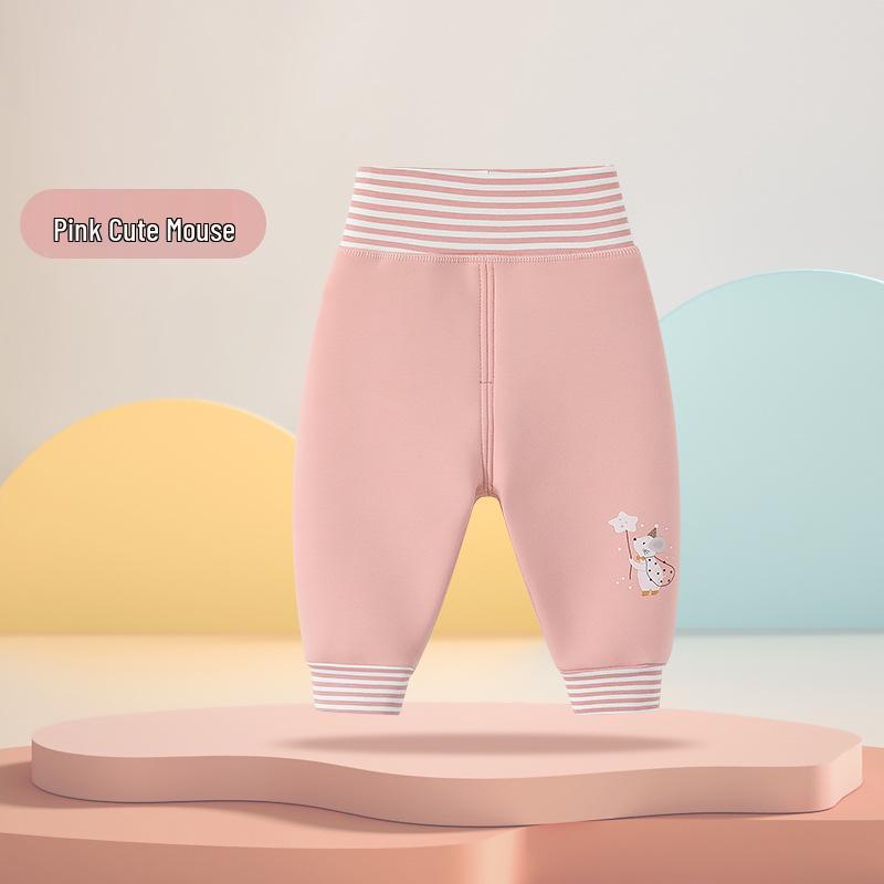 

2025 New Autumn/Winter Fleece-lined Open Crotch Pants for Boys and Girls 80 cm
