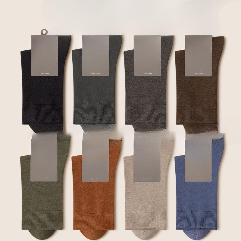 Men Autumn and Winter Cotton Pure Color Warm Breathable Long Socks