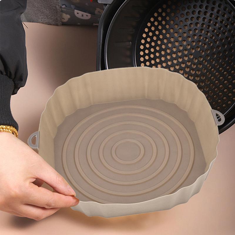 23Cm Air Fryers Oven Baking Tray Fried Chicken Basket Mat Air Fryer Silicone Pot  Replacemen Grill Pan Accessories