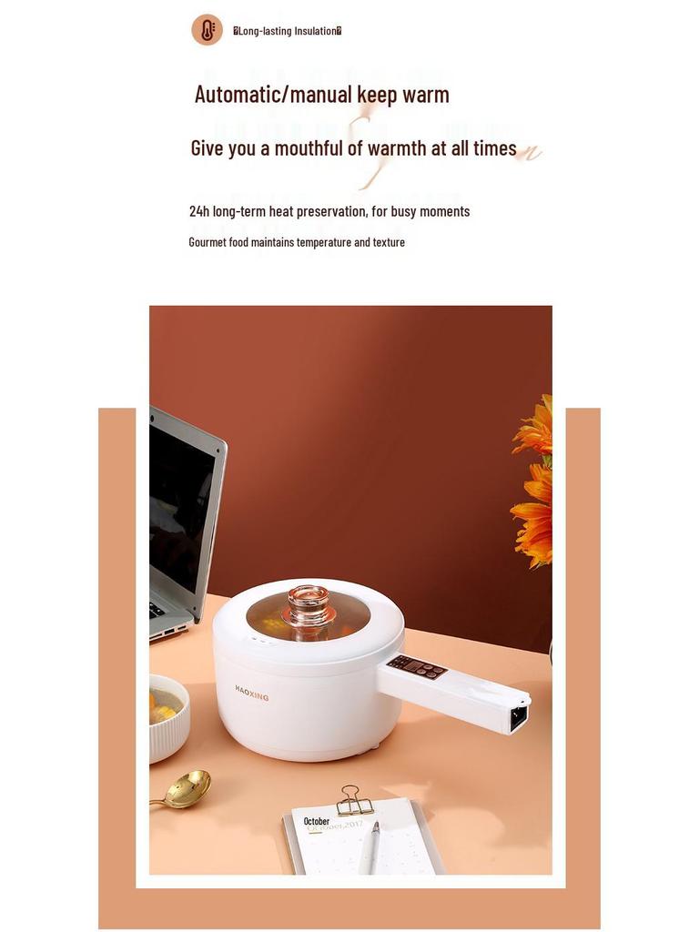 Electric Non-stick Multifunctional Cooking Pot with Long Handle for Dormitory and Household Use