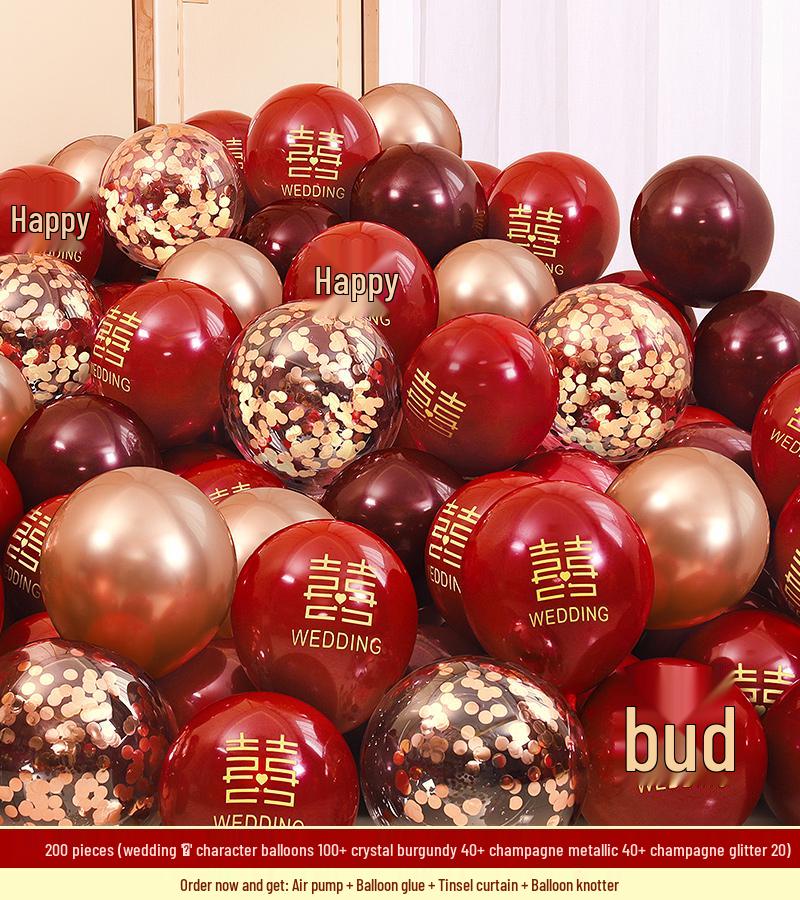 Red Wedding Balloons: Romantic Bedroom & Living Room Decor, Photo Props, Wedding Scene Setup