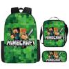 Minecraft Game Merchandise 3-Piece Backpack, Pencil Case, Lunch Bag for Kids