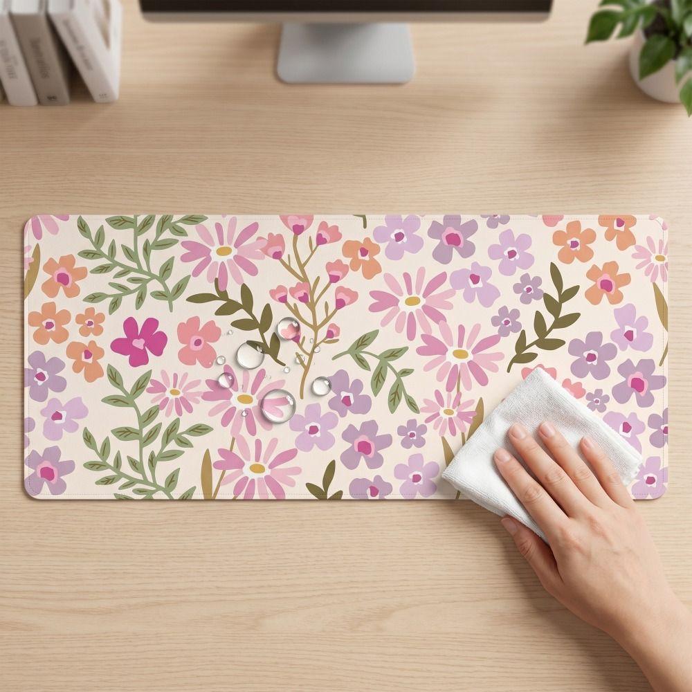 Large Mouse Pad Rubber Base Computer Mat Stain-resistant Floral Desk Pad  Work