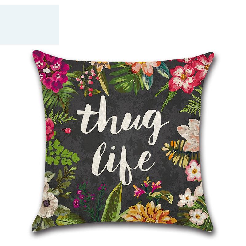 Tropical 18 Green Plant Pillow Case Cotton Sofa Cushion Cover Decorative