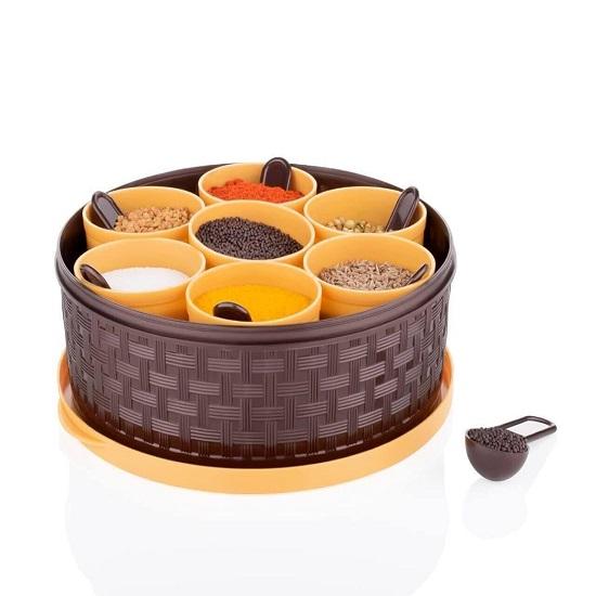@ Plastic Round 7 Sections Multipurpose Masala Spice Box Rangoli Dabba Box