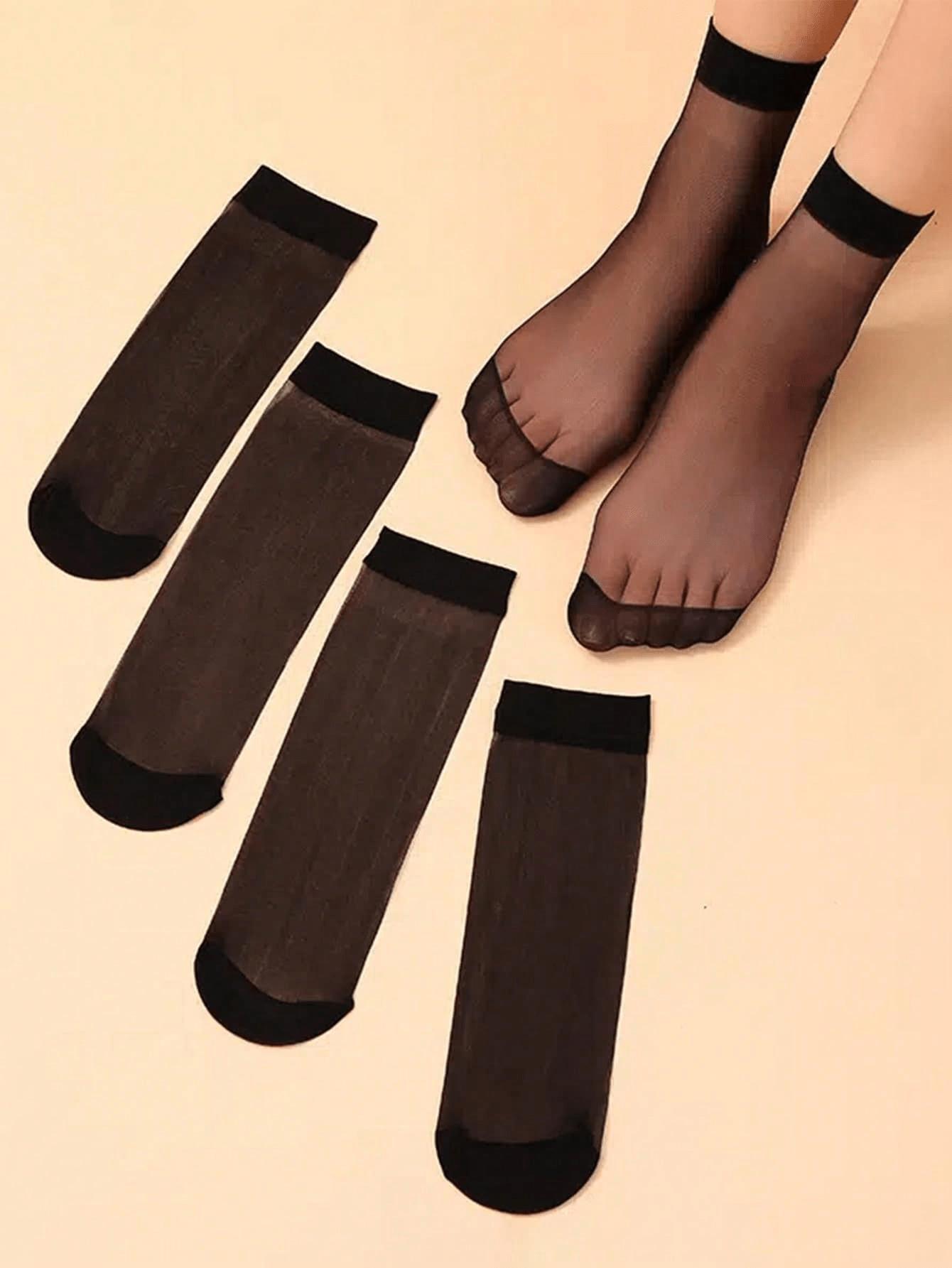 5 Pairs Transparent Breathable Ankle Socks For Women Daily Wear 36-39