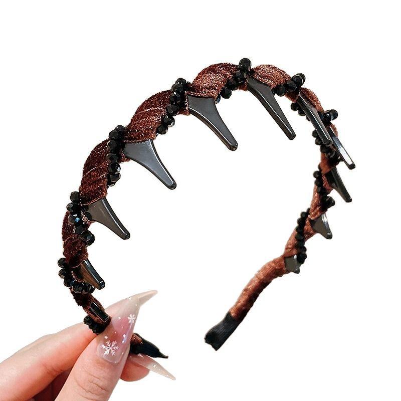 Modisches Strass Samt Stirnband mit Zähnen - Vielseitiges Hochkronen Design