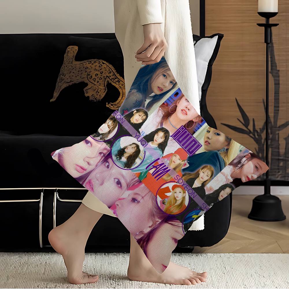 Popular K-Kpop Style Team I-Idles Cushion Cover Pillowcase Upholstery Sofa Throw Pillow Home Decor Pillowcas