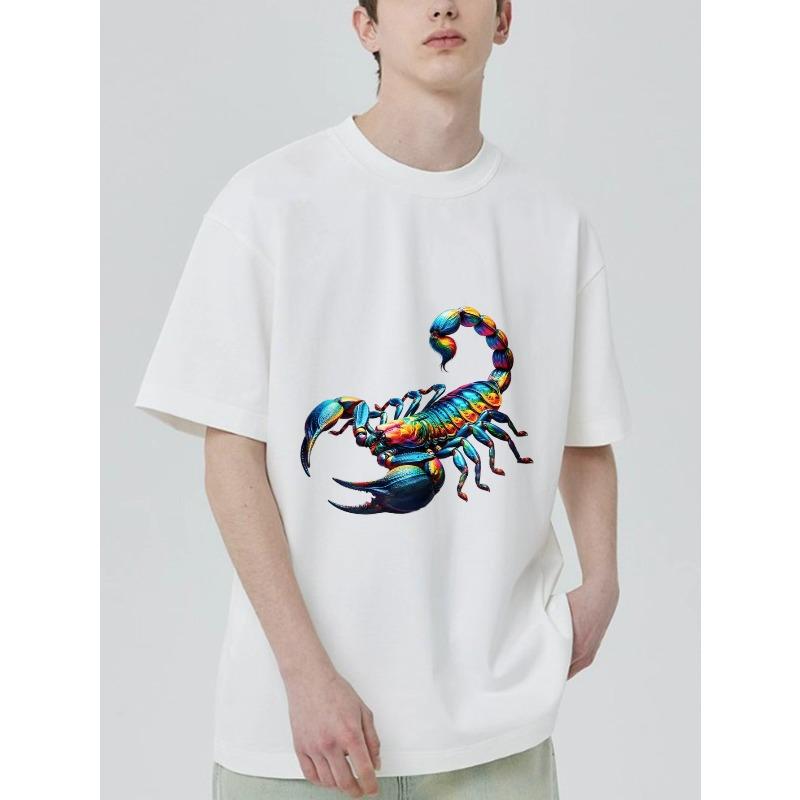 Black T-Shirt with Colorful Scorpion Print for Casual Wear