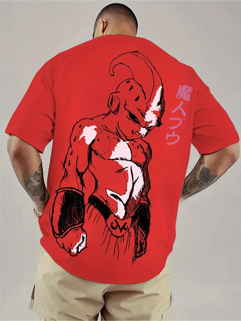 Dragon Ball Hot Blood Anime GOKU Majin Buu Peripheral Printing Summer Men's and Women's T-Shirts Cotton Loose Short Sleeves