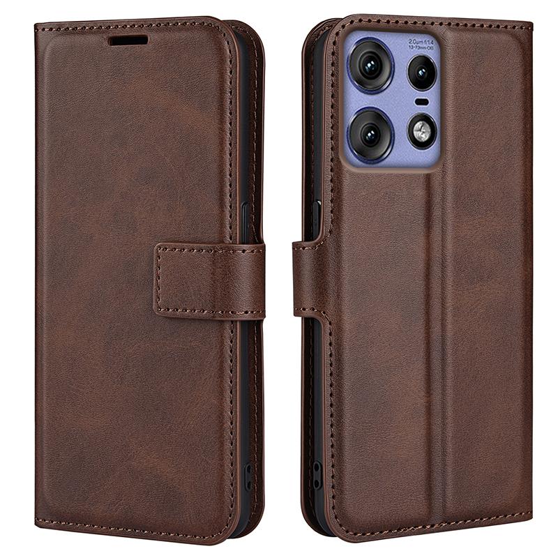 Für Motorola Edge 50 Pro 5G Hülle Klassische Kalbslederstruktur Horizontal aufklappbare Handyhülle