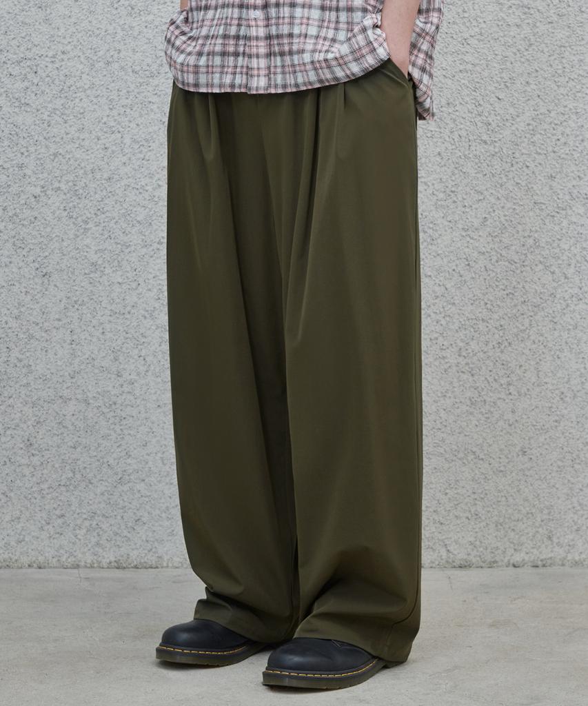 Good Life Works Double-Pleat Wide Nylon Pants Khaki