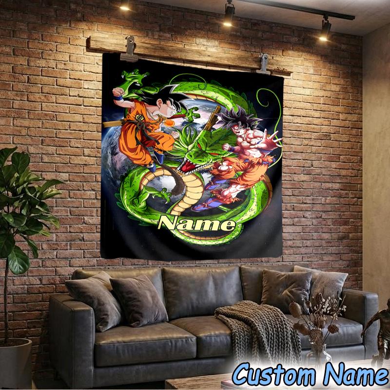 Custom Name Tapestry Anime Dragon Tapestry, Unique Design Tapestry, Suitable for Bedroom,Livingroom, Playroom,Heartwarming Fan Holiday Gifts