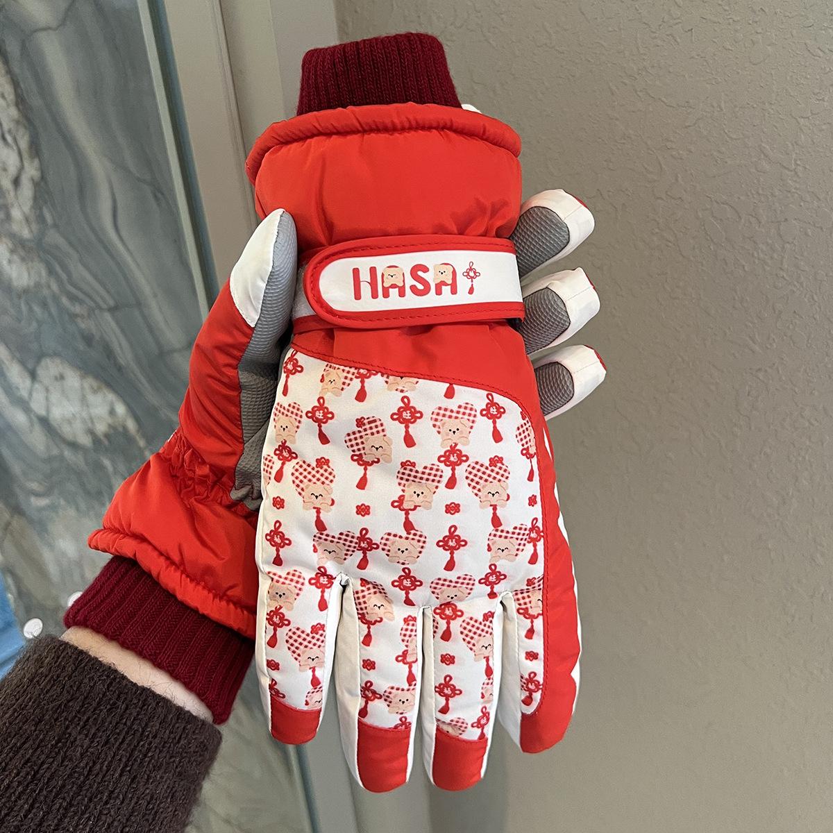 

Милые женские лыжные перчатки с мишкой, зимние, в корейском стиле, теплые и бархатные, утолщенные, для активного отдыха, велоспорта, ветрозащитные, холодостойкие и водонепроницаемые one size