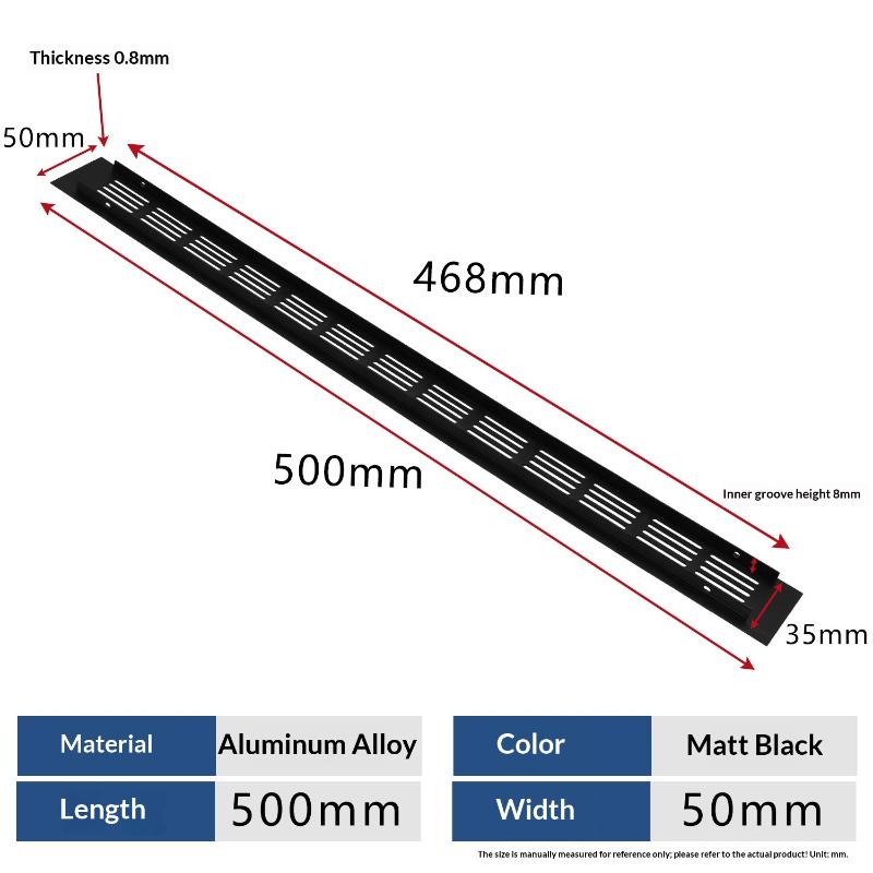 1Pcs Household Air Vent Grille Wall Ventilation Cover Wardrobe Parts 50/60/80mm*150-500mm Aluminum For Cupboard DIY Accessories