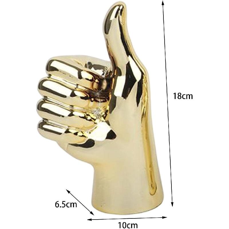 Hand Gesture Statue Modern Art Gesture Sculpture Table Statue Ornament for Home Office Living Room Table Decoration - Golden, Thumbs Up