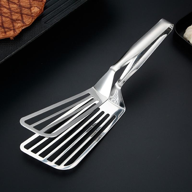 Multifunctional Kitchen Cooking Clamp Large Steel Spatula Tongs for Flipping Grilling and Serving Food Steak Hamburger