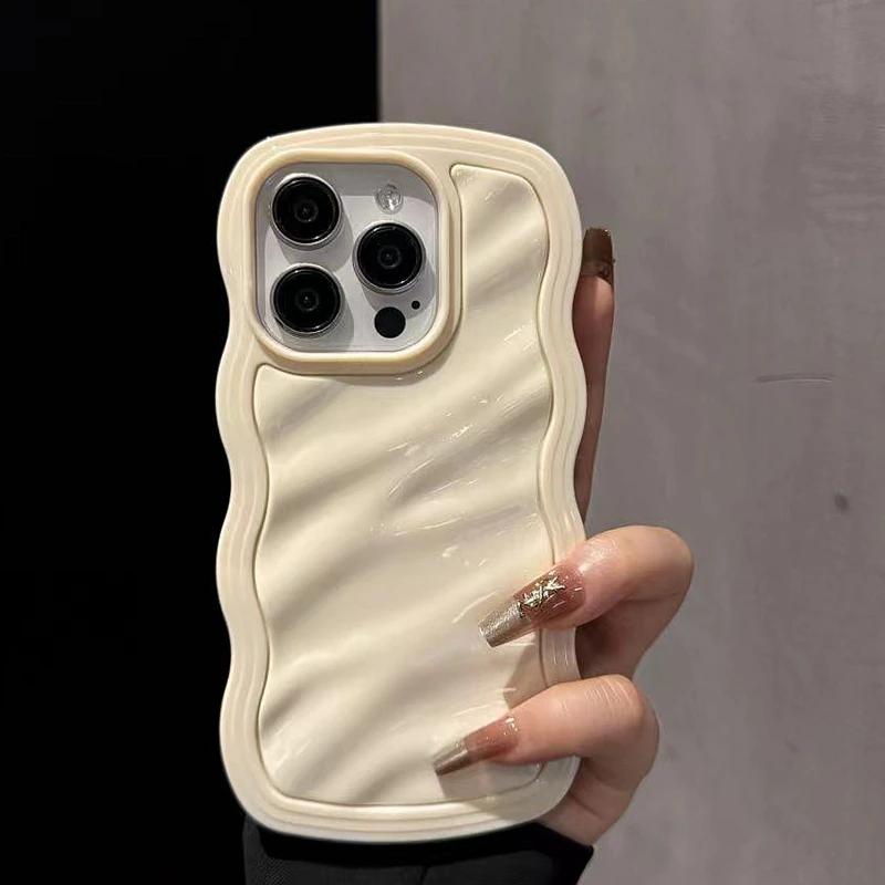 Luxury Wavy Pattern Candy Phone Case For iPhone 11 12 13 14 15 16 Pro Max Shockproof Silicone Bumper Cover