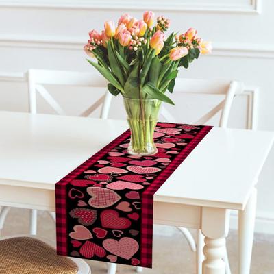Party Table Runner Heart Print Thickened Heat-Resistant 2 Sizes Easy Care Non-Slip Valentines Day Hotel Restaurant Weddings Banquets Table Decoration