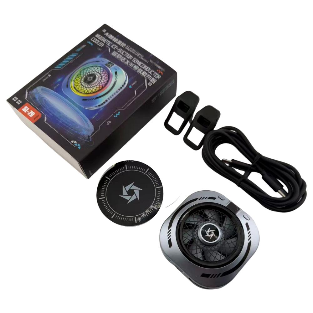 SL79 Semiconductor Phone Cooler 15W Powerful Cooling Large Area Thinner Temp Control RGB Flowing Lights Back Clip Magnetic