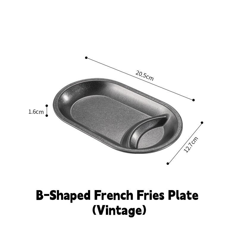 Stainless Steel Snack Plates,Oval Shaped French Fry Dish Tableware,Vintage Tea Snacks,Bars,KTV,Fried,French Fries,Snack Plates