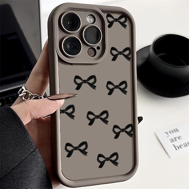 Cover per telefono in TPU opaco con motivo a fiocco per iPhone 16 Pro Max 15 Pro 14 Plus 13 12 11 XS XR 8 7 Protezione obiettivo Antiurto Morbida custodia bumper in silicone