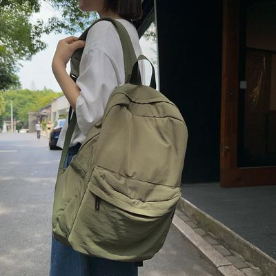 Schoolbagins Lazy Wind Lightweight Backpack Women's Solid Color School Bag Women's High School College Student Travel Waterproof Quick-Drying Backpack