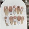 Rüstung tragen Handgefertigt Falscher Nagel Patch Nude Temperament Farbverlauf Französisch Weiß Handbemalter Nagel Patch Abnehmbar