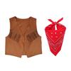 [MENTIRA] Fantasia Cosplay de Cowboy Cowgirl para Crianças - Chapéu de Cowboy Infantil, Fedora Dobrável, Colete, Lenço - Conjunto de 2 Peças 3 Peças - Meninos e Meninas - Halloween