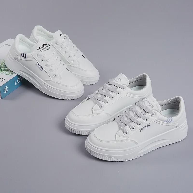 Dames 2025 Lichtgewicht Witte Leren Hoogteverhogende Sportieve Casual Schoenen - Ademend Zachte Dikke Zool voor Lente & Herfst