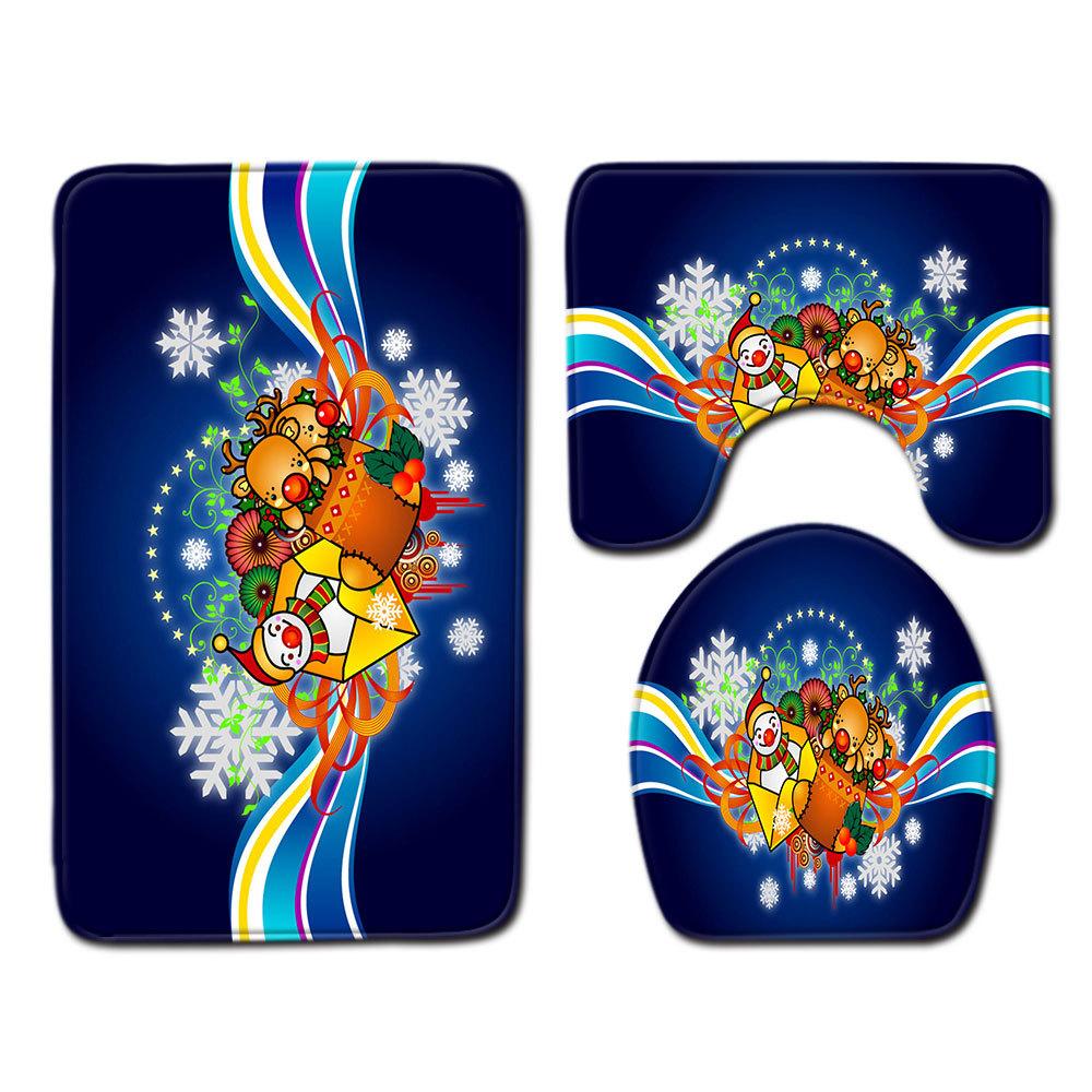 Christmas Bathroom Floor Mat Toilet Three-Piece Set