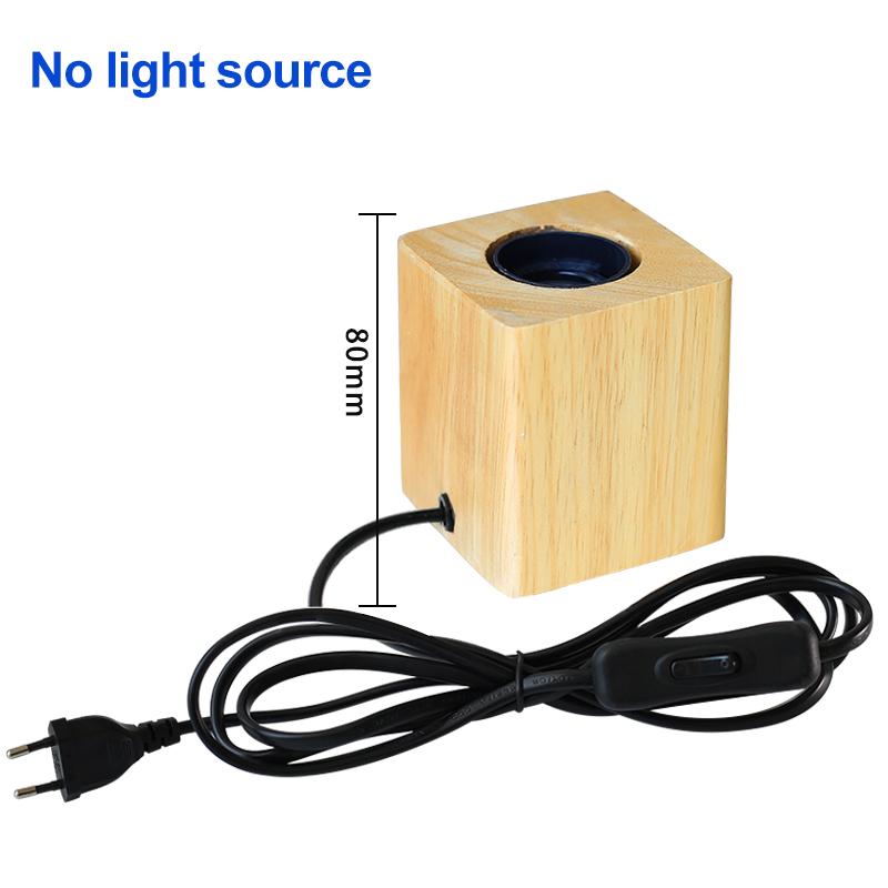 Retro Vintage Wood Table Lamp E27 Socket Wooden Desk Lamp Base Holder EU Plug Bedside Lamp 220V 110V Home Decor Table Light