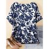 Women Plus Size Floral Print T-Shirt Relaxed Fit Short Sleeve Vibrant Pattern Spring Summer Outings Casual Comfortable Top