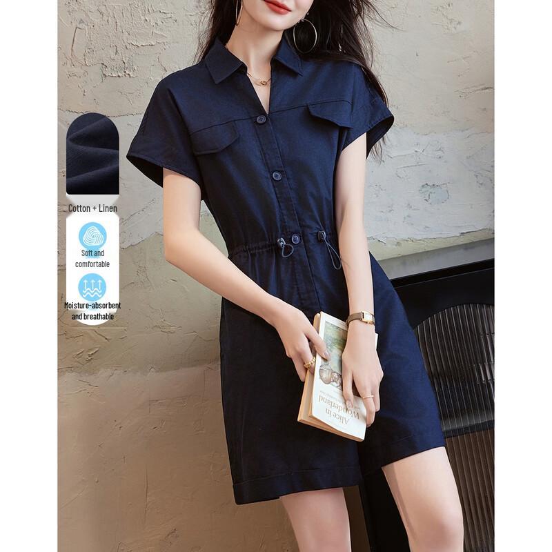 Короткий комбинезон Demana из смесовой льняной ткани в французском стиле XL