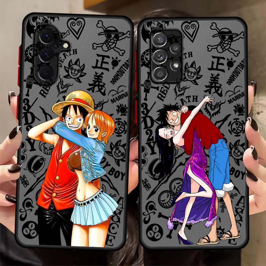 Case for Samsung Galaxy A35 A34 A36 A54 A14 A23 A16 A15 A56 A55 A53 A73 A33 A52S A72 A17 A52 Phone Cover One Piece Couple Luffy