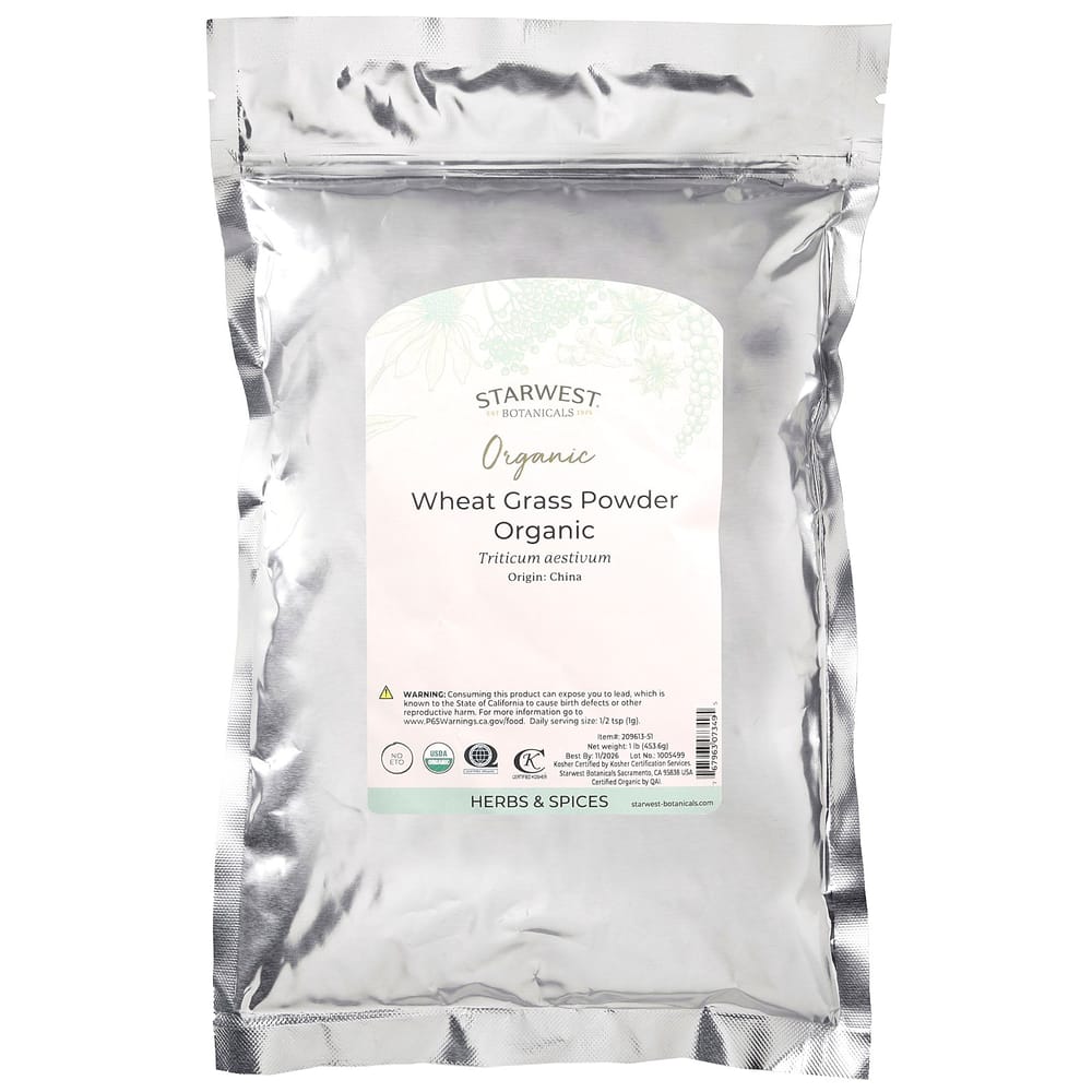 Starwest Botanicals Organic Wheat Grass Powder, 1 Lb (453.6g)