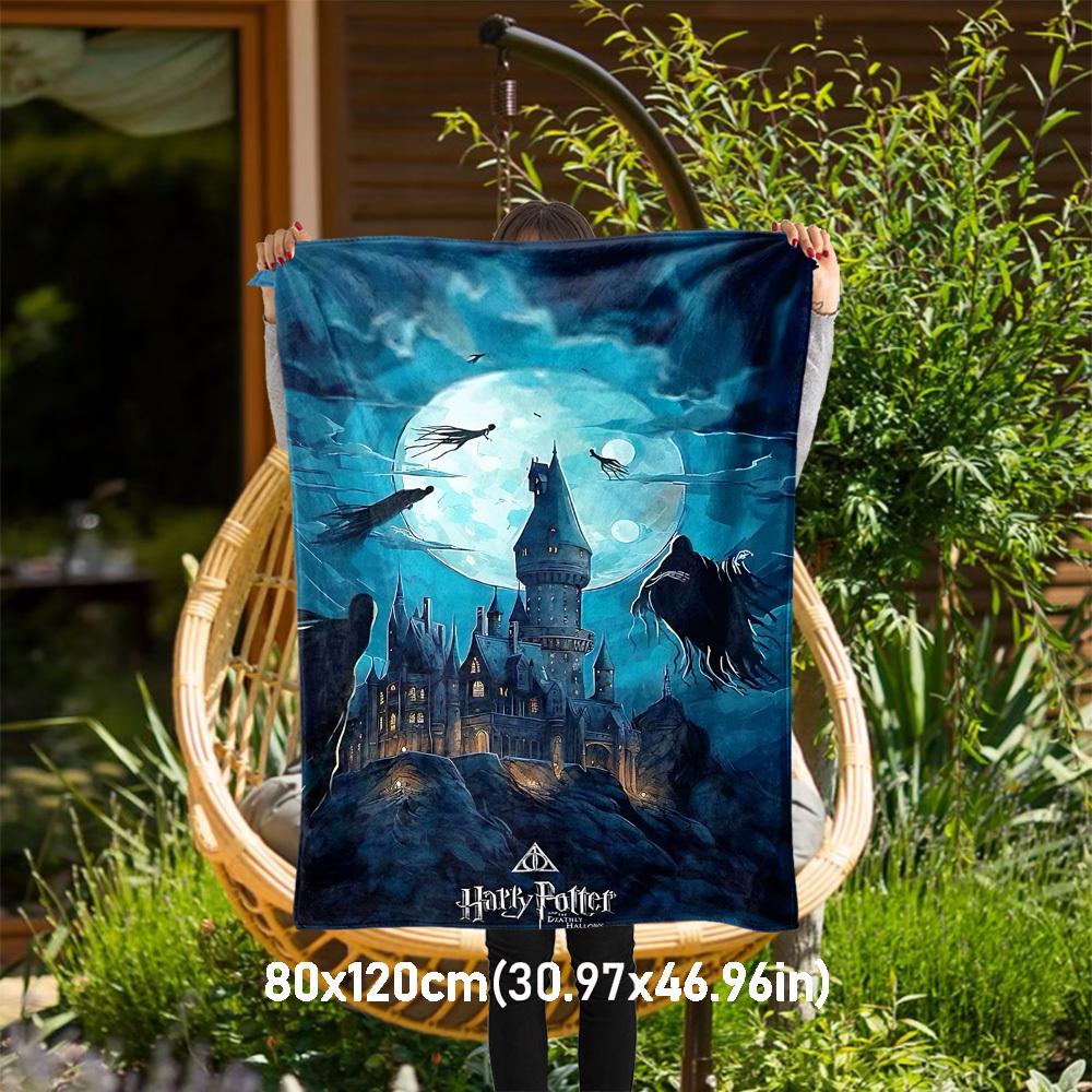 

1pc Hogwarts Deathly Hallows Night Outdoor Flannel Throw Blanket All Season Soft Warmth,Home Decor 1031117 80x120cm